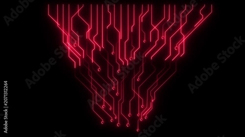 abstract technology background with neon blue lines seamless looping.