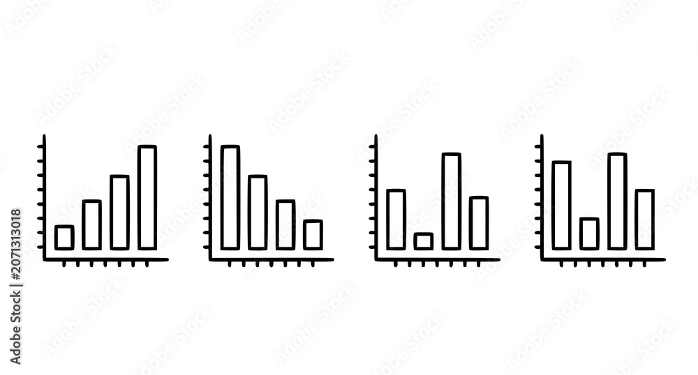 Fototapeta premium Four bar graphs illustration data analysis and business reporting