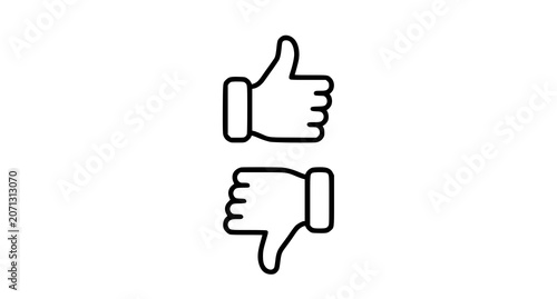 Tableau sur toile Thumbs up and thumbs down line icons approval and disapproval