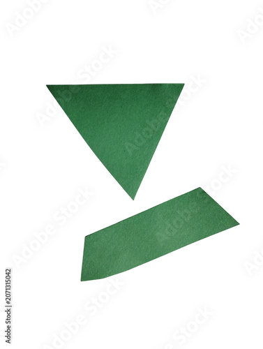 A single green triangle shape and a green rectangle shape isolated for modern graphic design projects isolated on transparent background