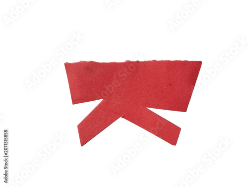A single red paper ribbon shape cut out piece isolated on a simple plain surface for craft design isolated on transparent background
