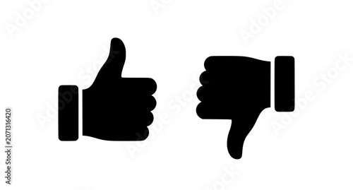 Fényképezés Thumbs up and thumbs down icons approval and disapproval symbols