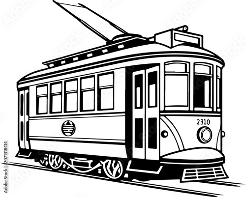 Classic city streetcar silhouette