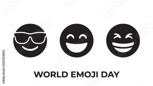World Emoji Day Vector Emoticons with Framed Border Design for Digital Chat