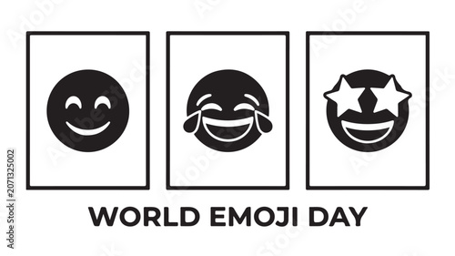 World Emoji Day Vector Icons with Star Eyes and Laughing Faces