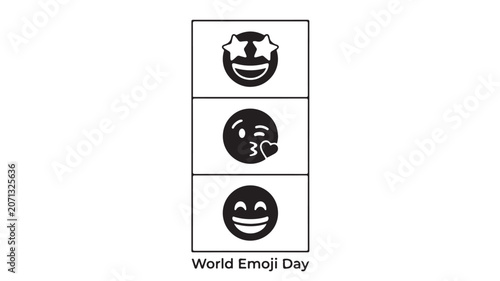 World Emoji Day Minimalist Icon Vector Set for Social Media and Digital Communication