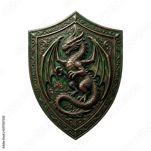 Dragon Embossed Shield 3d Render Transparent Background