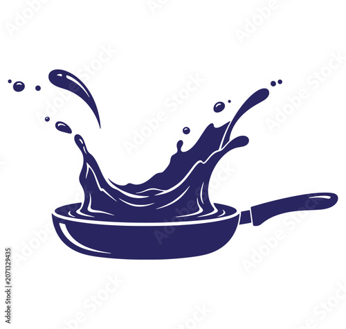 Vector illustration of a splash of liquid emanating from a cooking pan design element