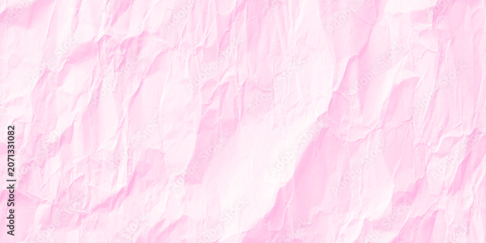 Naklejka premium Soft pink crumpled paper texture background with creases and folds