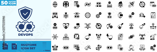 Tableau sur toile Devops Duotone Editable Icons set