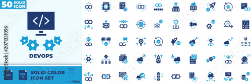 Фотография Devops Solid Color Editable Icons set