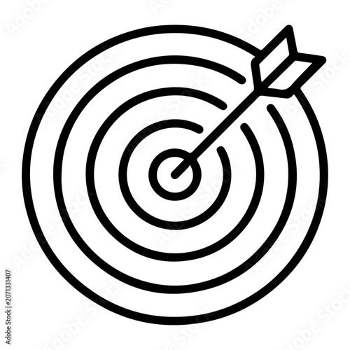 Photography Minimalist target icon with arrow in center, black line art bullseye vector, bus