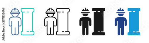 Obraz na plátne Pipe Measure icon set multiple style collection