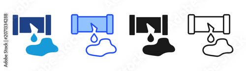 Pipe Leak icon set multiple style collection