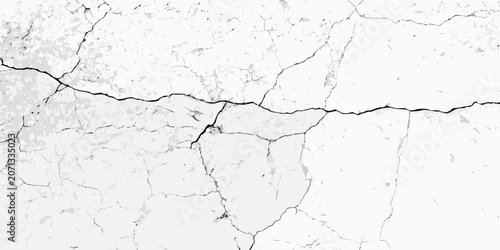 Foto Cracked plaster texture black and white detailed surface with irregular fissures