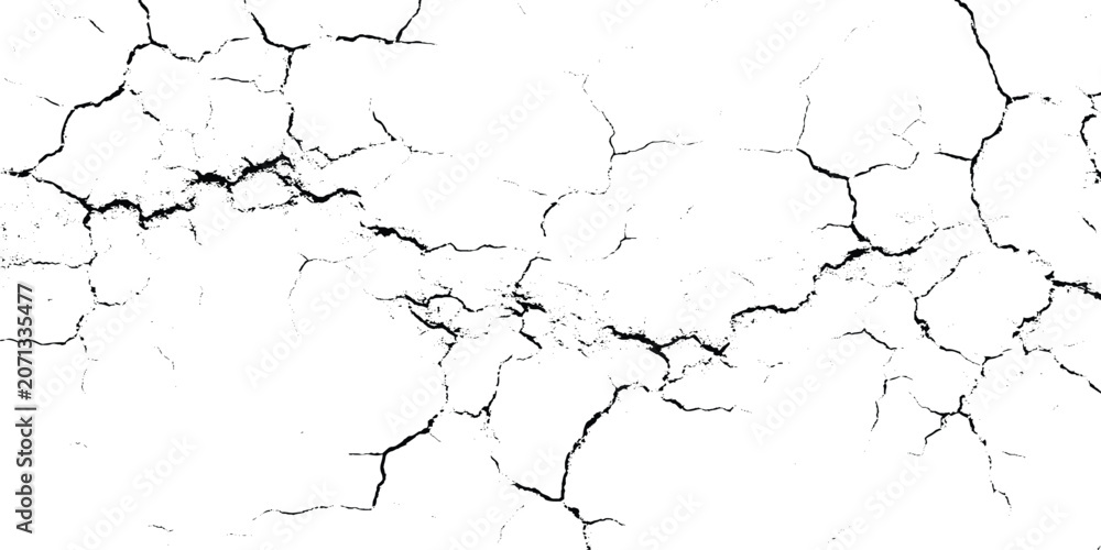 Obraz premium Grunge texture background with dry mud and fissures in black and white for design and decoration