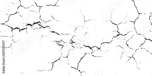 Schilderij op canvas Grunge texture background with dry mud and fissures in black and white for desig