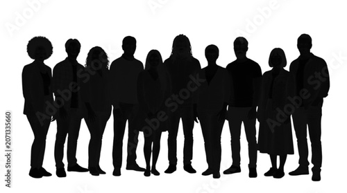 Group of diverse people standing together in a line