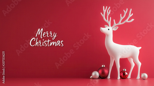 Christmas Raindeer, Merry Christmas, red celebration background