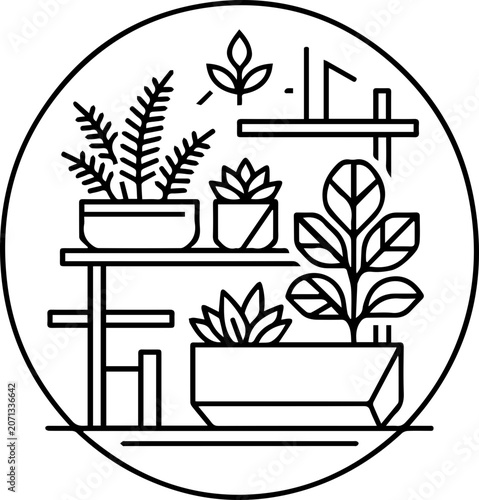 indoor plant decoration scene icon