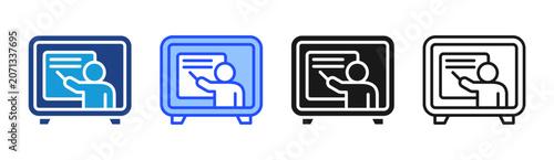 Online Lecture icon set multiple style collection