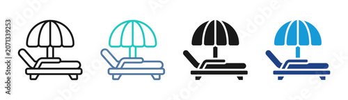 Outdoor Lounge icon set multiple style collection
