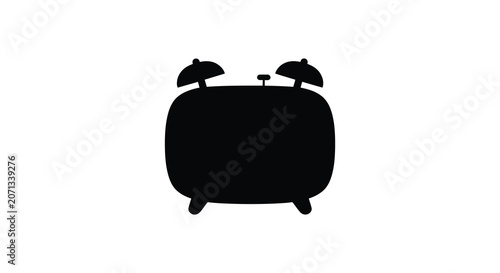 Tableau sur toile Classic alarm clock silhouette on a white background silhouette