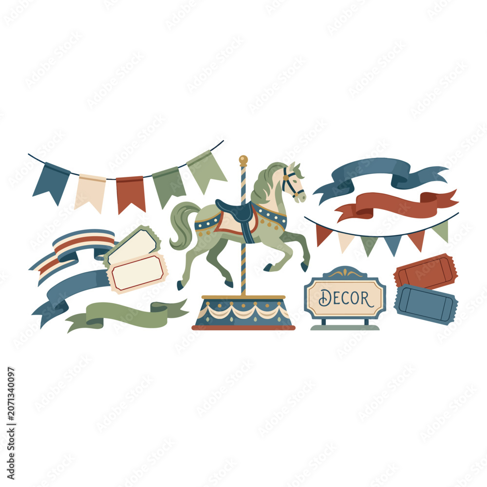 Obraz premium Colorful Carousel Horse Party Decorations.