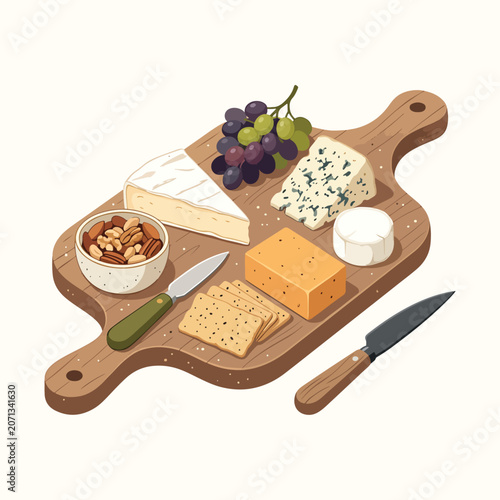 Cheese board with grapes and crackers 2.