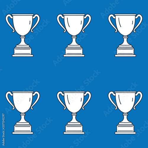 Trophy Cup Award Icon Bundle with Modern Flat Style for Sports Competition Business Achievement and Winner Recognition