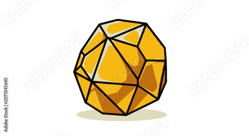 Fotografie Golden faceted gemstone or nugget with bold outlines and highlights