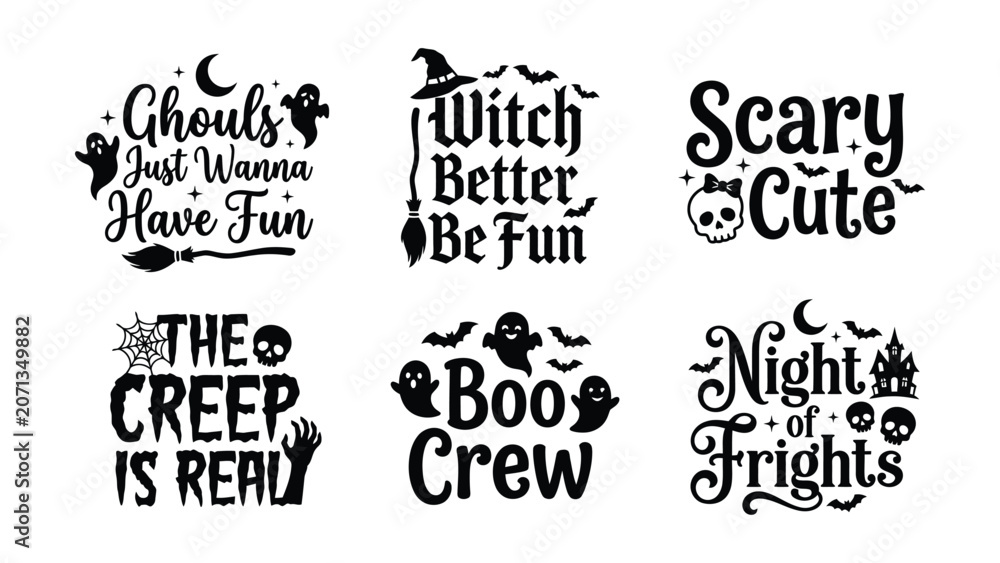 Obraz premium Halloween SVG Bundle with Funny Spooky Quotes and Typography