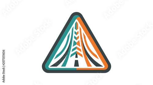 Colorful Triangle Road Sign Symbol.