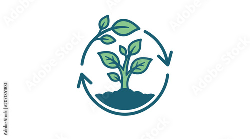 Cuadro en lienzo Green plant growing in soil.