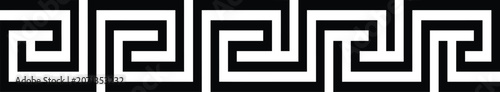 Fotografie Greek meander key pattern border vector design featuring traditional geometric labyrinth ornament in black and white
