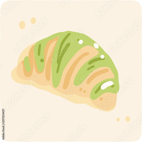 Cute Matcha Croissant Patchwork