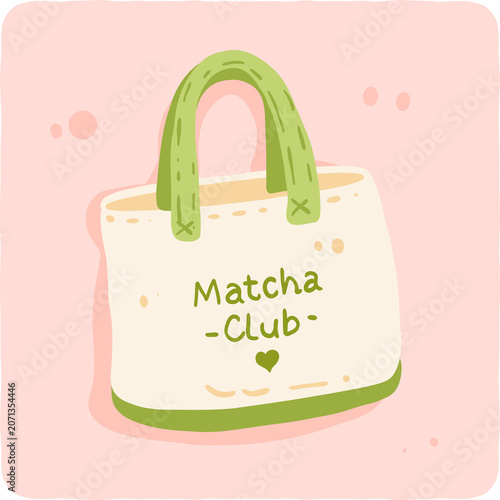 Cute Matcha Club Tote Bag Patchwork
