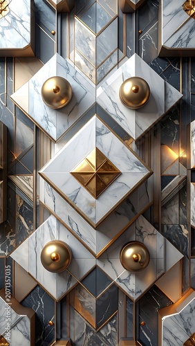 Geometric Pattern with Metallic Accents Design.