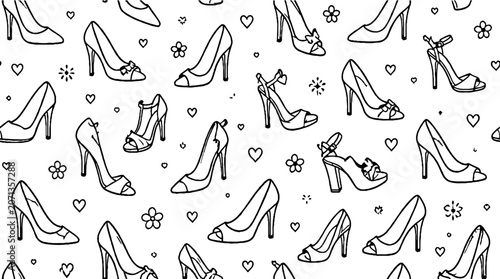 Elegant high heel shoes seamless pattern design.