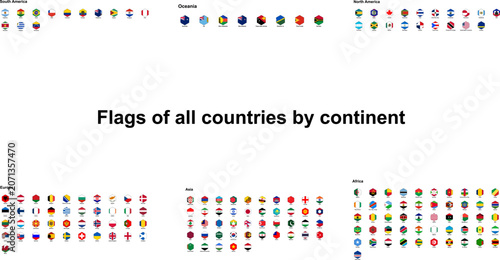 Fotografía Geometric hexagon world country flag poster chart infographic organized by conti