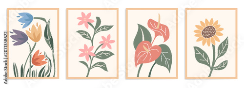 Minimal Floral Wall Decor Set Printable Botanical Posters for Home Interior