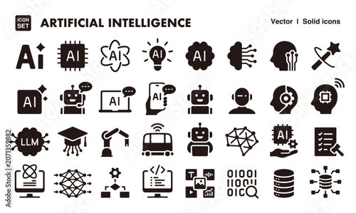 Artificial Intelligence Icon Set – Solid Icon Style