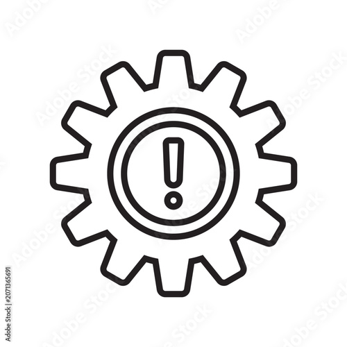 thin line failure icon with broken operational process. concept of repair or maintenance symbol. flat outline trend modern fault or disruption logotype graphic simple stroke design isolated on white