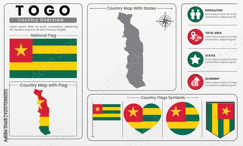 Togo Country Map Flag Infographic Vector Illustration Set