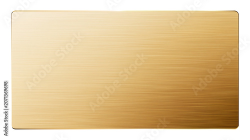 Obraz na plátně Brushed golden metal rectangle with horizontal texture, isolated on transparent
