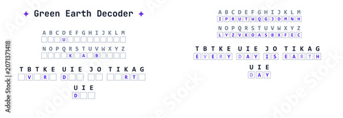 Quadro em tela Green Earth decoder worksheet with environmental secret message puzzle