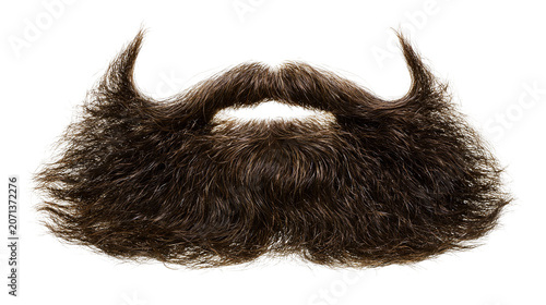 Foto Dark brown bushy mustache and beard, isolated on transparent background