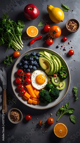 Healthy food ingredients on a plate.