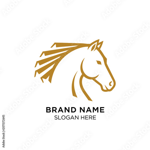 Fotografía Elegant horse head logo with minimalist line design and text