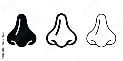 Canvastavla Human nose icon silhouette vector, bold outline and line art isolated illustrati